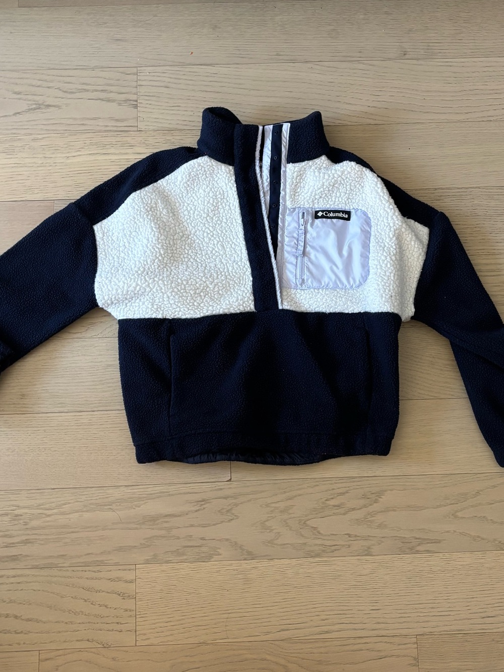 Columbia Navy and White Half-Zip Fleece Pullover